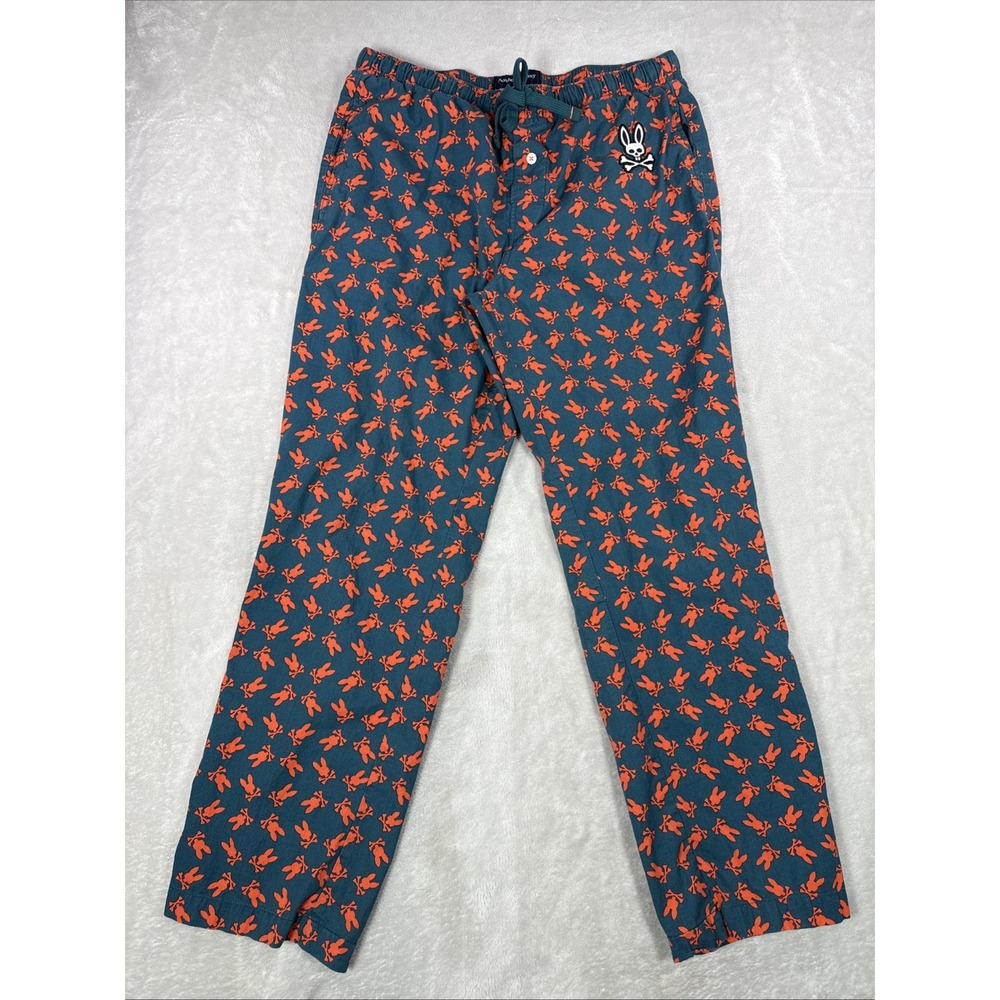 Psycho Bunny Men's Size Small Bunny All Over Print Straight Leg Pajama Pants
